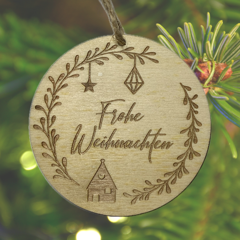 Runder Anhänger „frohe Weihnachten“