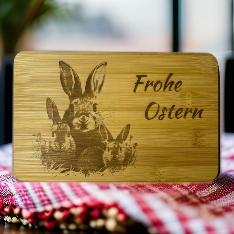 Bambus Frühstücksbrett "Frohe Ostern"