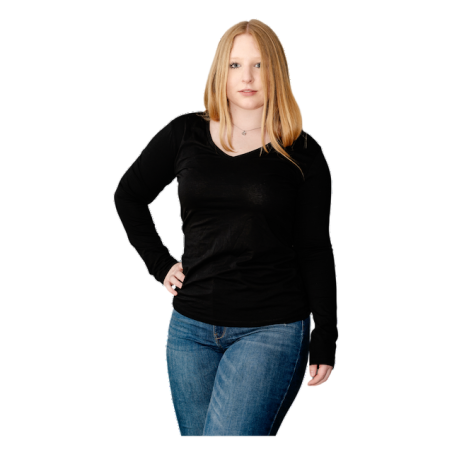 V-Neck Longsleeve Women, Promodoro, Langarmshirt, Damen